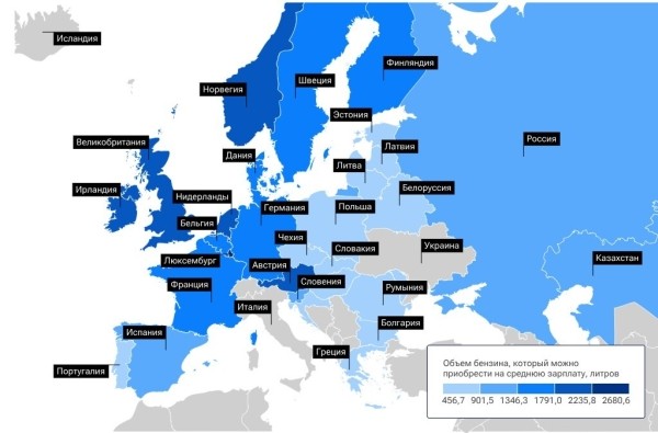 Беларусь в топе по дешевизне топлива в Европе Беларусь в топе по дешевизне топлива в Европе
